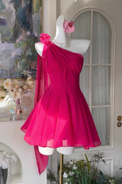 Yellow One-Shoulder Custom Homecoming Dress Party Mini Dress F047