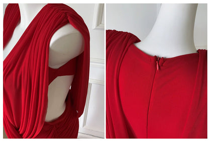 Red Deep V Mermaid Formal Evening Gown F0467