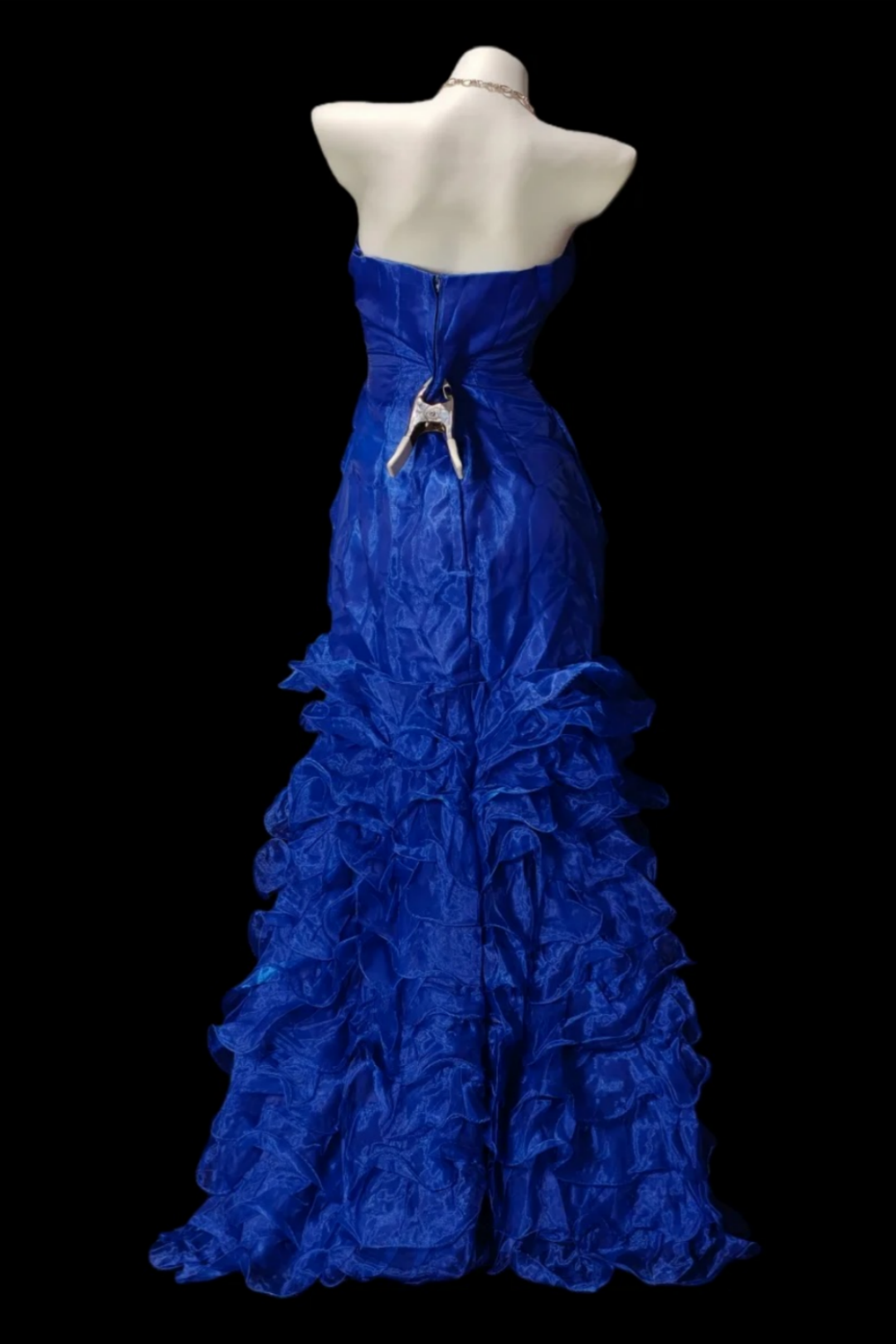 Royal Blue Strapless Ruffled Mermaid Prom Dress F0336