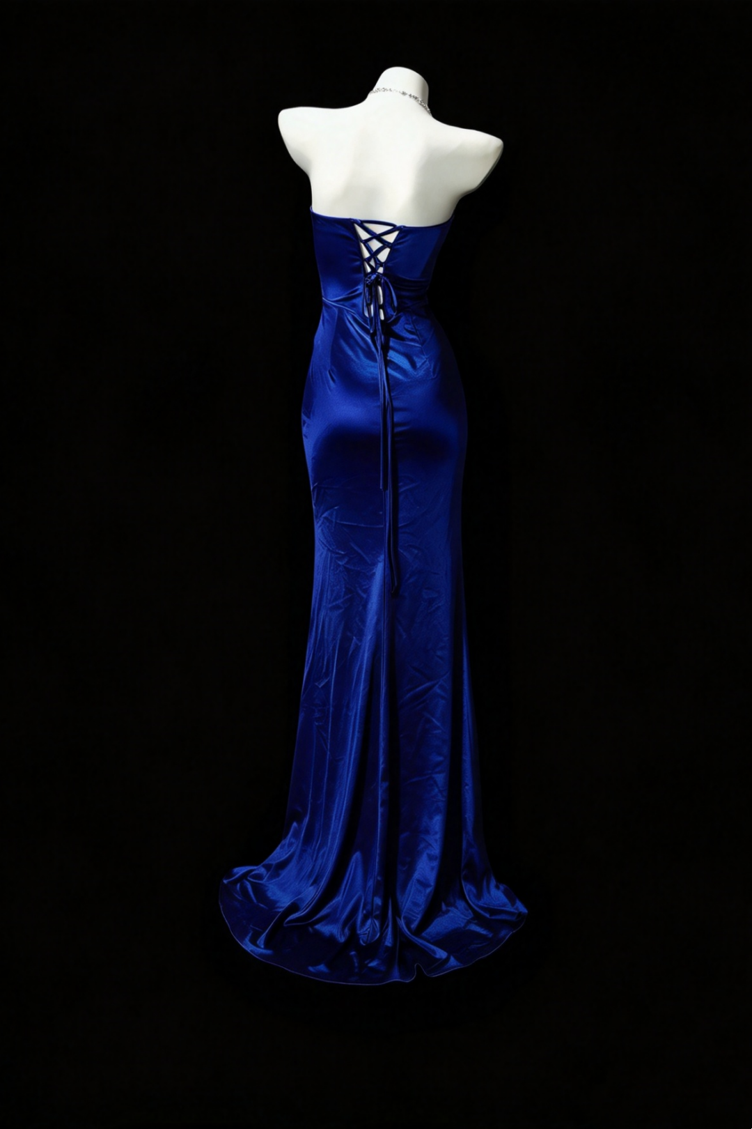 Royal Blue Strapless Sweetheart Satin Mermaid Dress F0348
