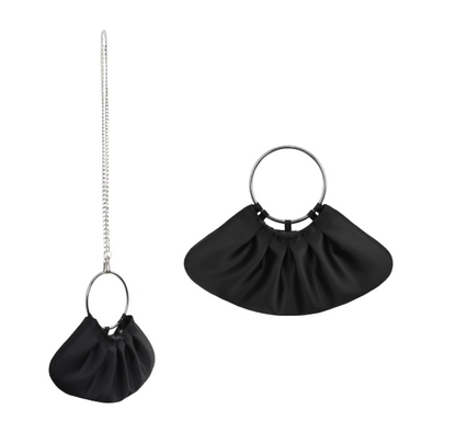 Satin Beaded Tassel Ring Handle Evening Clutch, Formal Party Handbag B001