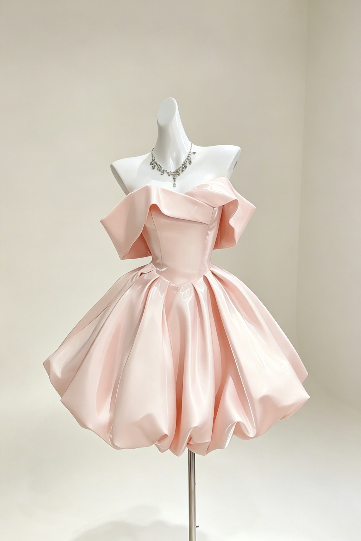 Off‑Shoulder Puff Short Homecoming Dress Lace‑Up Back Formal Gown F0032