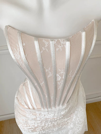 Strapless Lace Corset Mermaid Formal Dress F0450