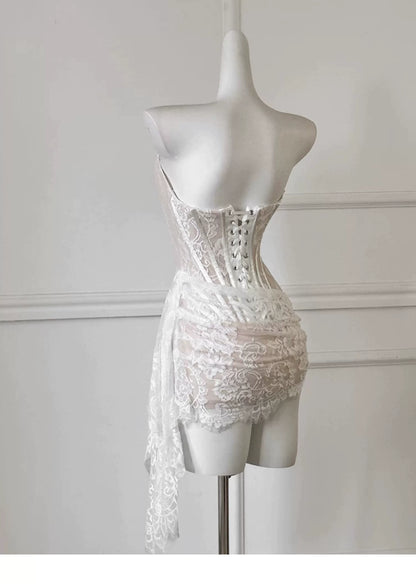 Strapless Lace Corset Mermaid Formal Dress F0450