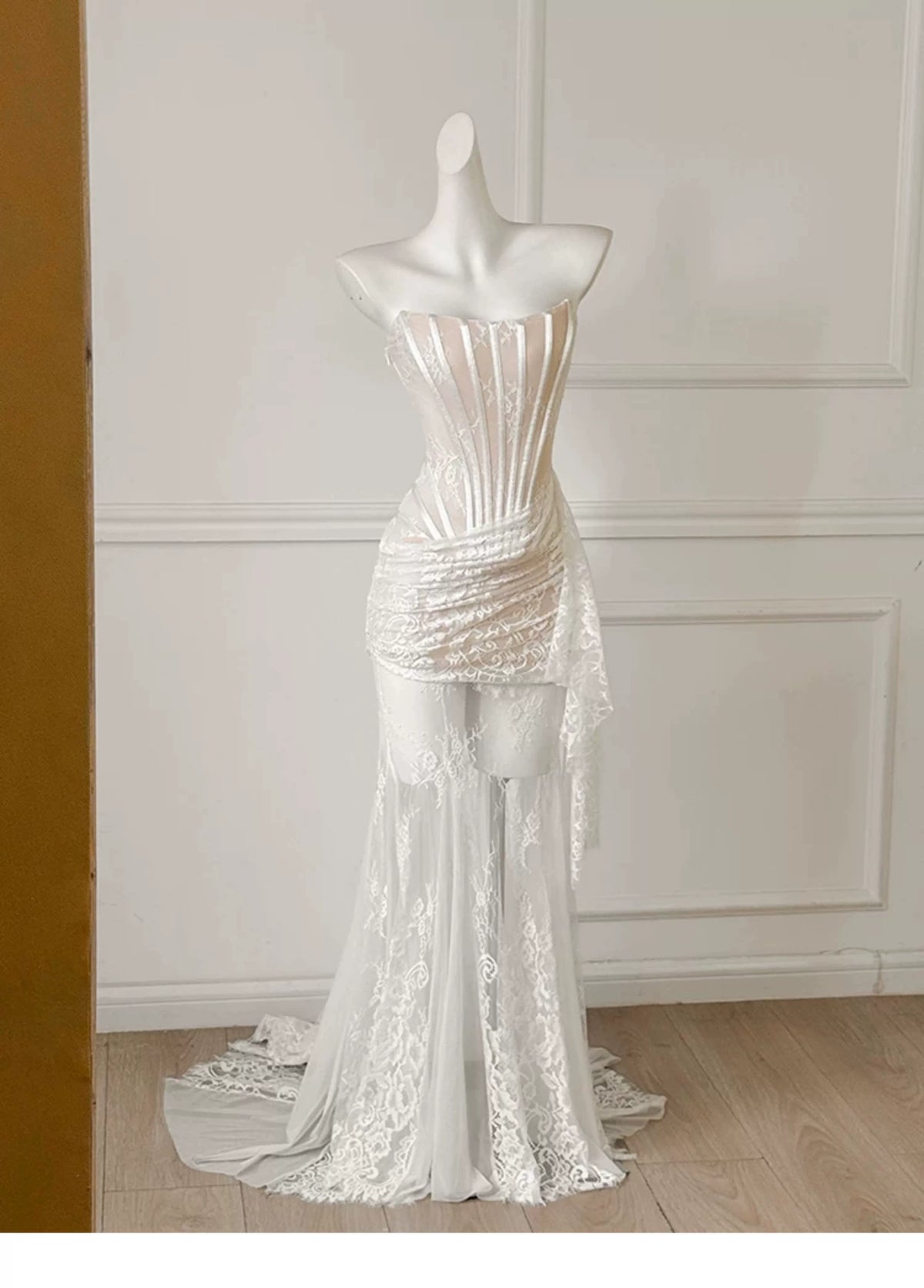 Strapless Lace Corset Mermaid Formal Dress F0450