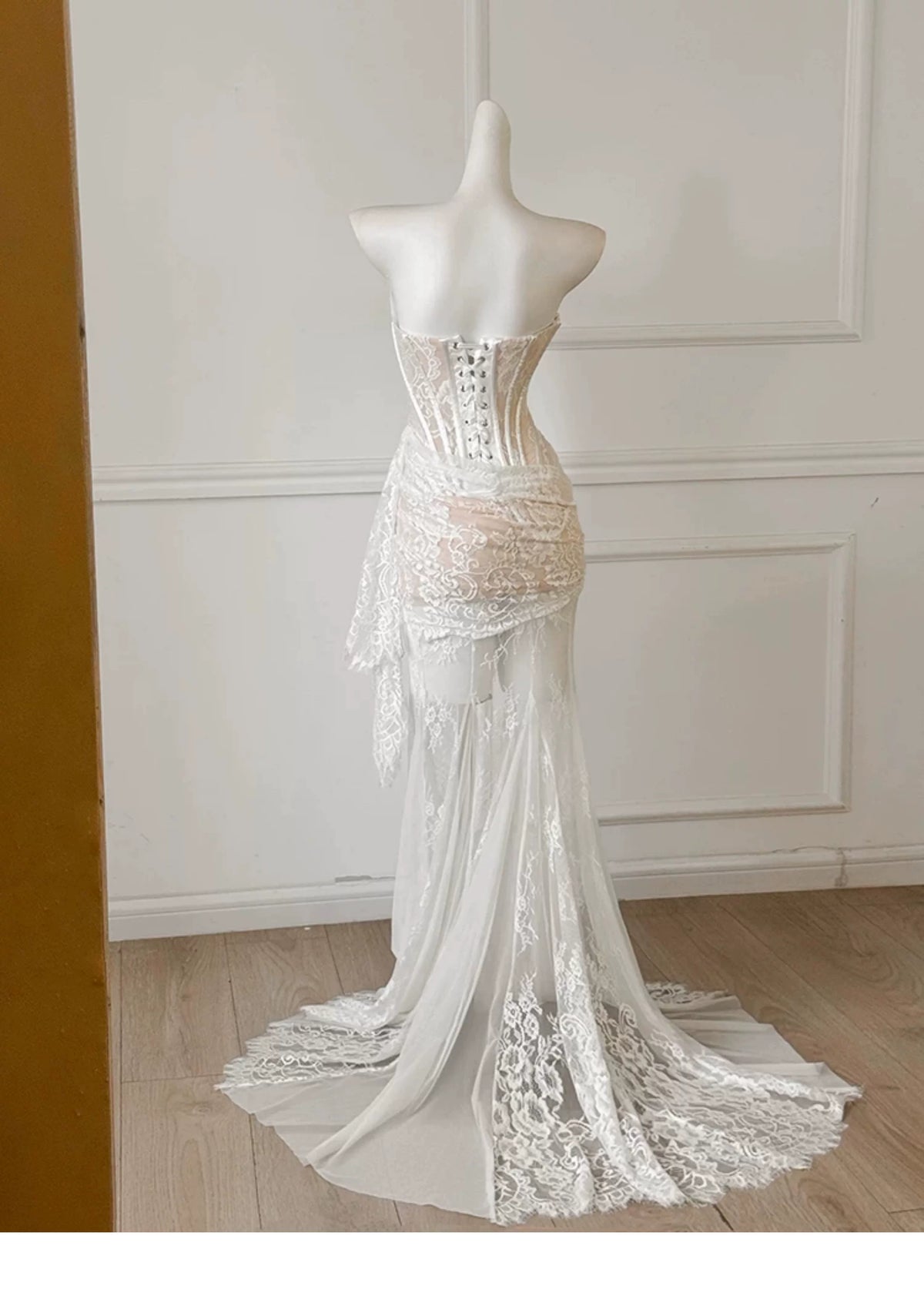 Strapless Lace Corset Mermaid Formal Dress F0450