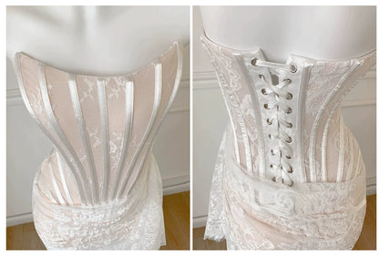 Strapless Lace Corset Mermaid Formal Dress F0450