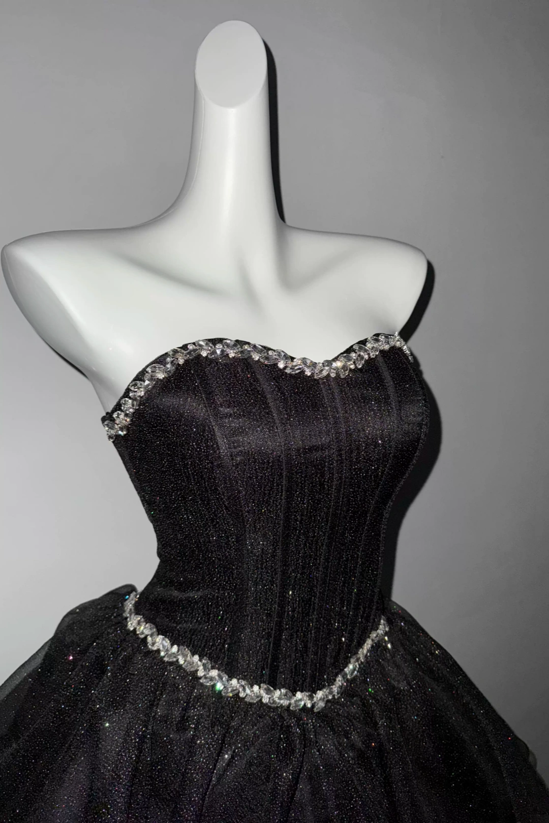Strapless Rhinestone Glitter Tulle Mini Homecoming Dress F0318