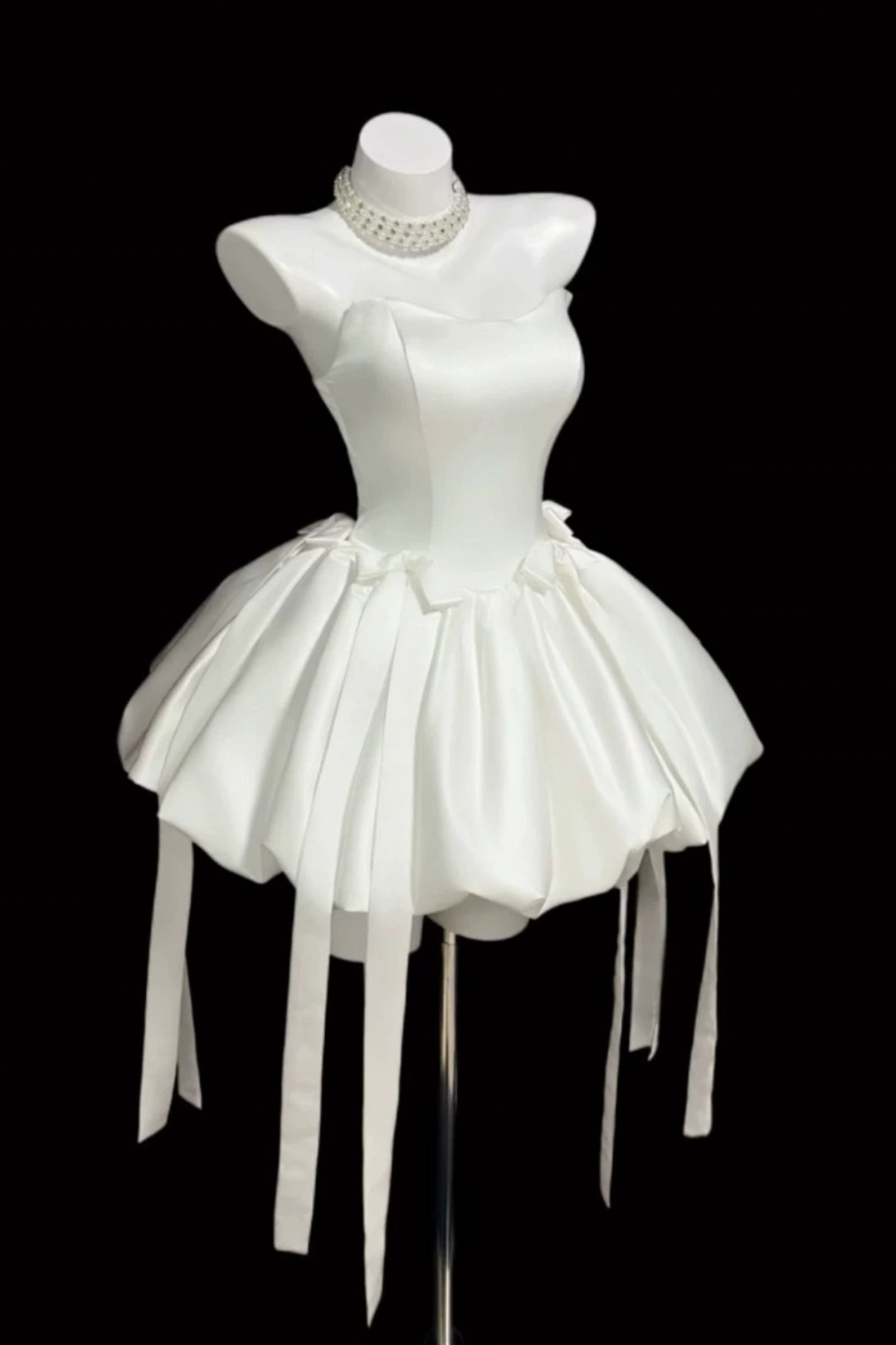Strapless Sweetheart Satin Puffy Mini Homecoming Dress F0315