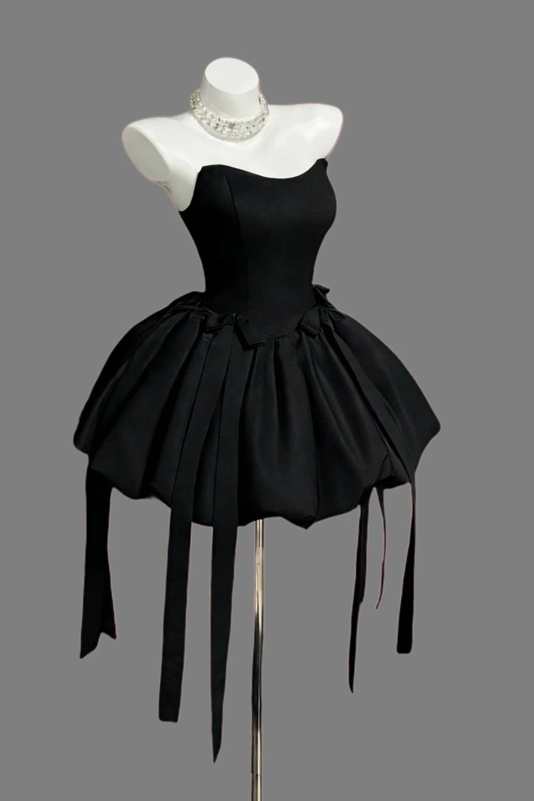 Strapless Sweetheart Satin Puffy Mini Homecoming Dress F0315
