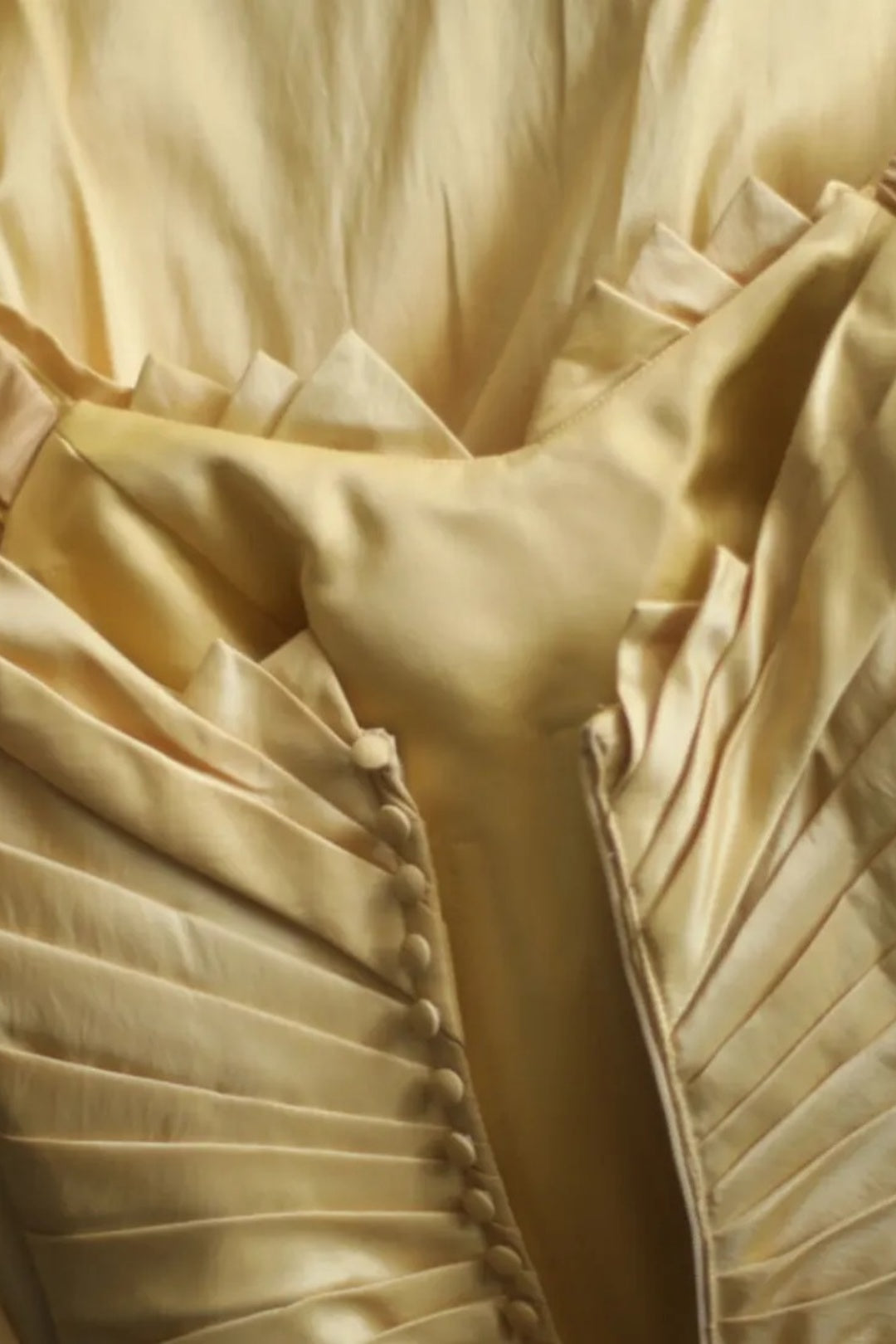 Vintage Gold Satin A-Line Gown Cap Sleeve Pleated Formal Dress F0380