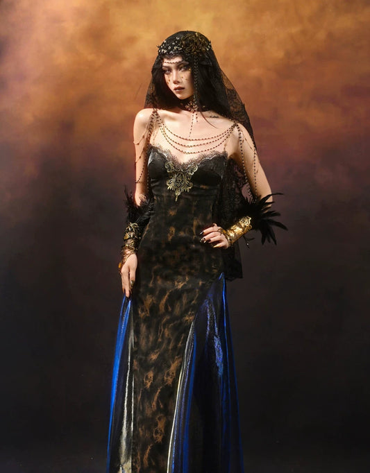Vintage Gothic Mermaid Halloween Evening Dress F0498