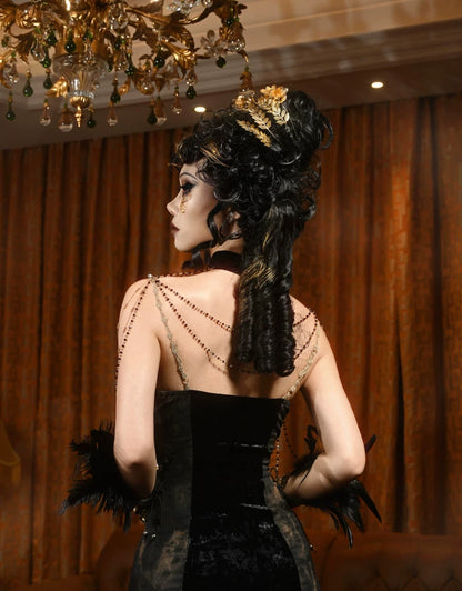 Vintage Gothic Mermaid Halloween Evening Dress F0498