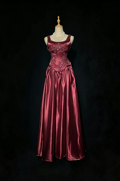 Prom Dress Corset Bodice Satin Evening Gown Multiple Colors For Special Occasion F0066