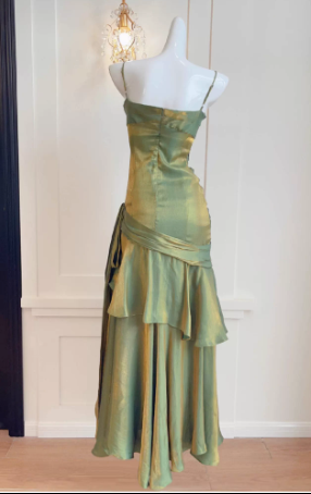 Mermaid Princess Adult Ceremony Dress, Light Luxury, Niche Design, High-End Strappy Long Evening Gown FD01